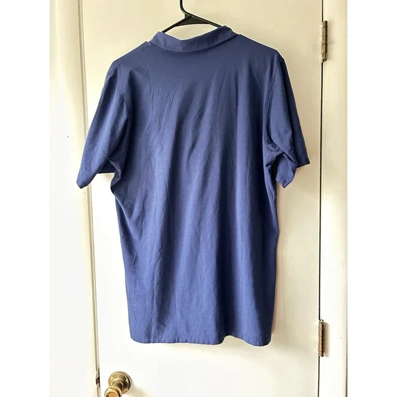 B Draddy Polo Shirt Mens Medium‎ Blue Pullover Stretch Embroidered Casual Peru - Picture 6 of 8